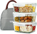 3 Pack 36Oz Bento Box Glass Meal Prep Containers with 3 Compartments, Glass Food Storage Containers with Lids, Meal Prep Bowls, Lunch Box, Oven & Microwave Safe