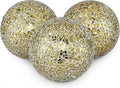 4" Decorative Orbs, Mosaic Sphere Balls, Centerpiece Balls for Bowls, Vases, Dining Table Decor, Pack of 3 (Mixed Color-Blue)